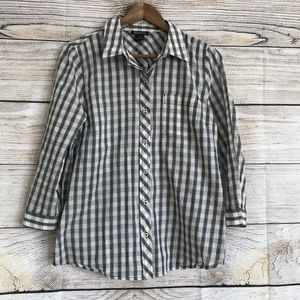 Lucky Brand plaid button down blouse. Size M